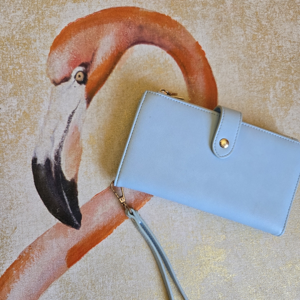 3/$25 Wallet Clutch Pastel Baby Blue Zipper Wristlet Card Holder